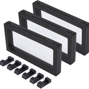 Set of 3 Pcs Black 3D Floating Frame Display Holder Stands ，Medallions, Jewelry，Challenge Coin,9.6X 3.6 x 0.8 inches