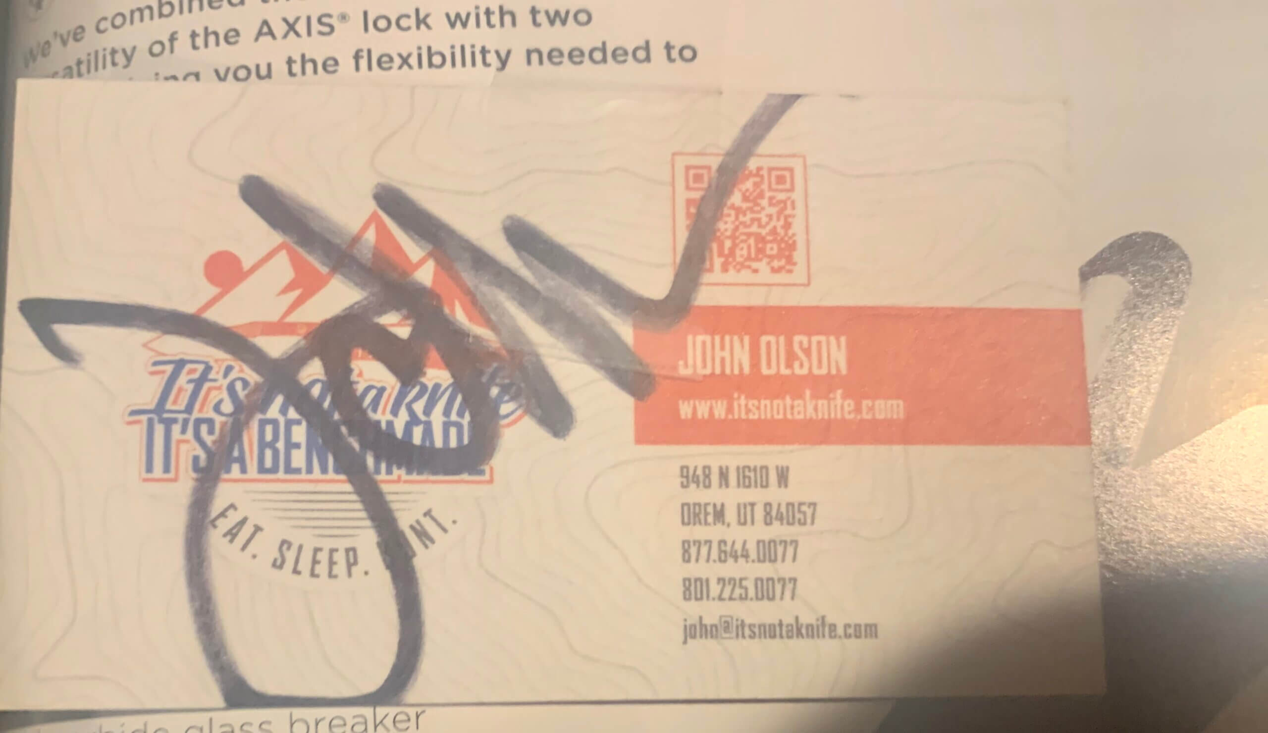 Treasure Hunt. 2019 Benchmade Catalog-Find Cult of John Card/Free Hat - Image 3